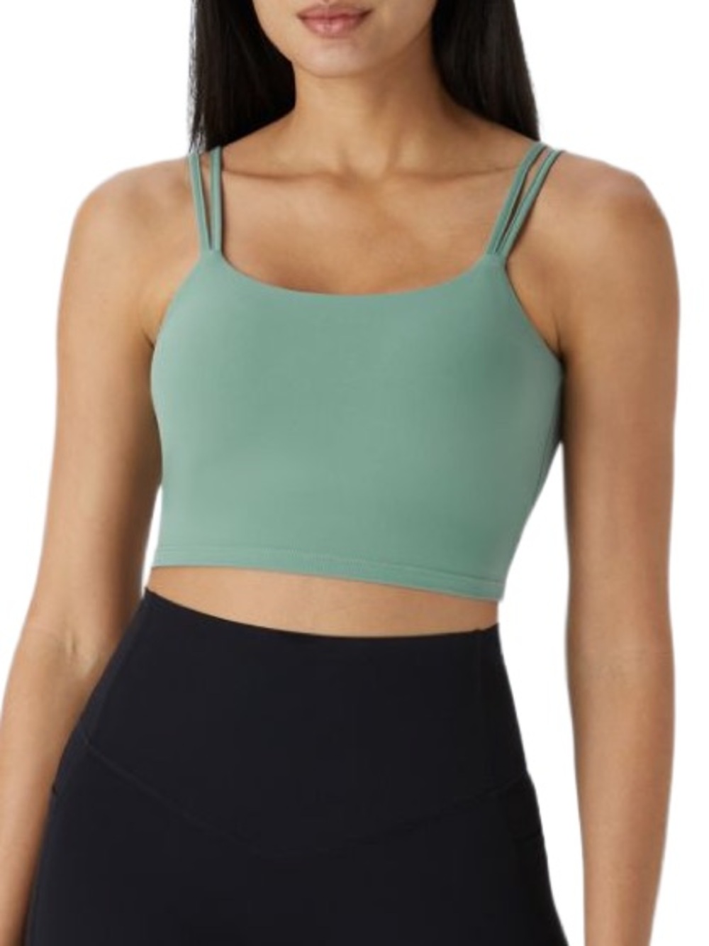 halara Mint Sage Double-Strap Crop tank top